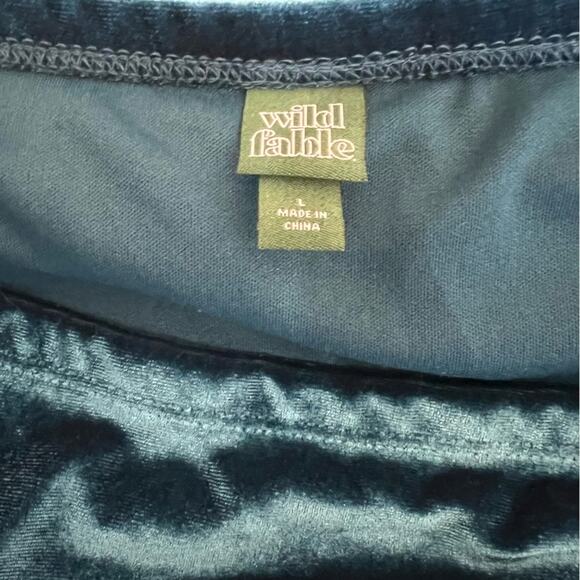 NWT Wild Fable Mini Skirt Womens L Teal Blue Velvet Ruched Ruffle Y2K Going Out - Picture 5 of 6